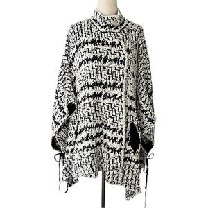 Solitaire by Ravi Khosla black and white boucle knit cape sweater